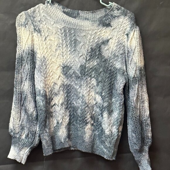 Free People Cable Knit Sweater Size Small Tie Dye Pullover Petite SP Crop OOAK - Picture 1 of 5